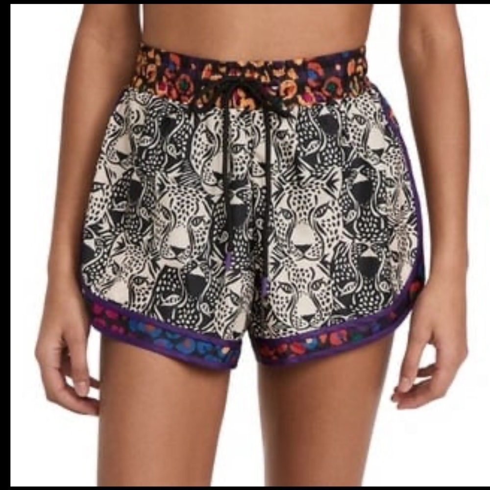 FARM Rio Midnight Leopards Athletic Shorts Size XS NWT